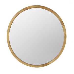SEVOBAL Bathroom Vanity Mirrors Shatter Proof Round Wooden Wall Mirror Farmhouse Style Flexible Installation Durable Reliable, Brown, 27.6"*2"*27.6" - 1 of 4