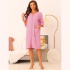 cheibear Women's Waffle 3/4 Sleeves Spa Bathrobe Loungewear Zipper Up One Piece Pajama Robes - 2 of 4