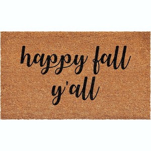 HomeRoots 24" X 36" Brown And Natural Fall Happy Fall Y'all Outdoor Coir Door Mat - 1 of 4