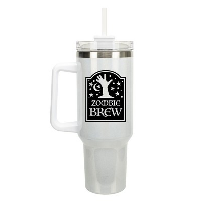 100 North Zombie Brew RIP Tombstone Halloween Wrap-Around 40 Oz. Stainless Steel Water Bottle Coffee Mug, Spill & Leak Resistant, Travel Tumbler with
