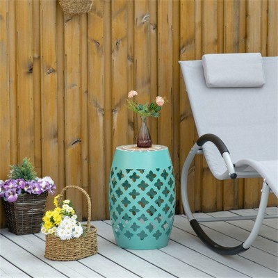 Maggift Patio End Tables, Modern Decorative Side Tables, Stylish Design for Patio, Living Room, Indoor and Outdoor Use, Blue, 12.25"*12.25"*18"
