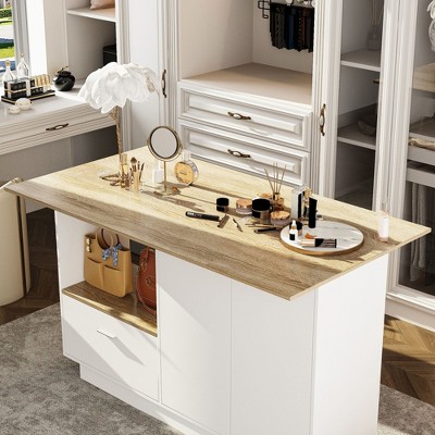 Famapy Stylish Vanity Island with Drawers & Adjustable Shelves,Storage Cabinet,Beauty Organizer for Makeup /Bags/Shoes