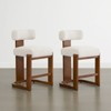 Spruce&Spring Upholstered Boucle Counter Stool with Solid Wood Frame, Set of 2, Pearl, Walnut - 4 of 4