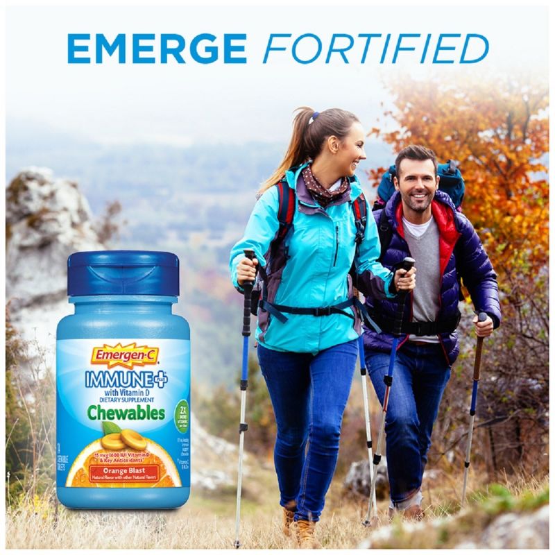 Emergen-C Immune+ Dietary Supplement Chewable Tablets with Vitamin D - Orange Blast - 42ct, 4 of 15