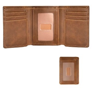 Generic Trifold Wallet for Men, Leather Wallets with 8 Card Slot and 2 Money Pocket - 1 of 4