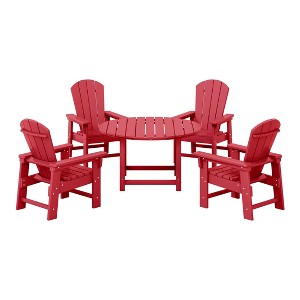 WestinTrends Malibu Kids 5-Piece HDPE Outdoor Patio Round Dining Table and Chairs Set - 1 of 4