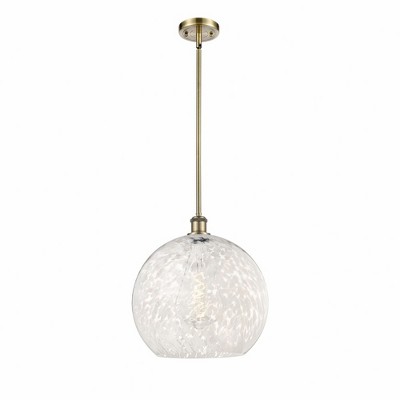 White Mouchette - 1 Light Stem Hung Pendant In Modern Style-16.63 Inches Tall and 13.75 Inches Wide
