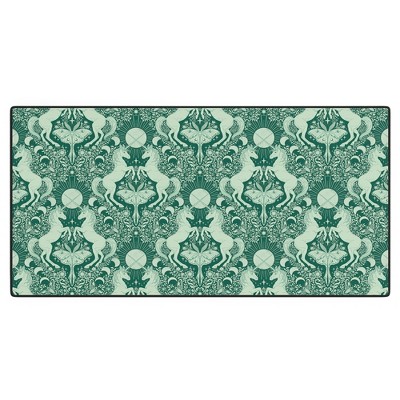 Avenie Unicorn Damask Green Desk Mat -Deny Designs