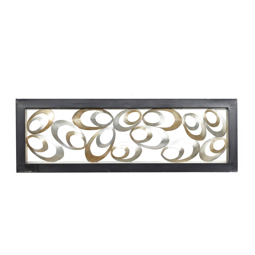 Photos - Other Decoration Metal Abstract Scallop Ribbon Wall Decor with Black Frame Gold - Olivia &