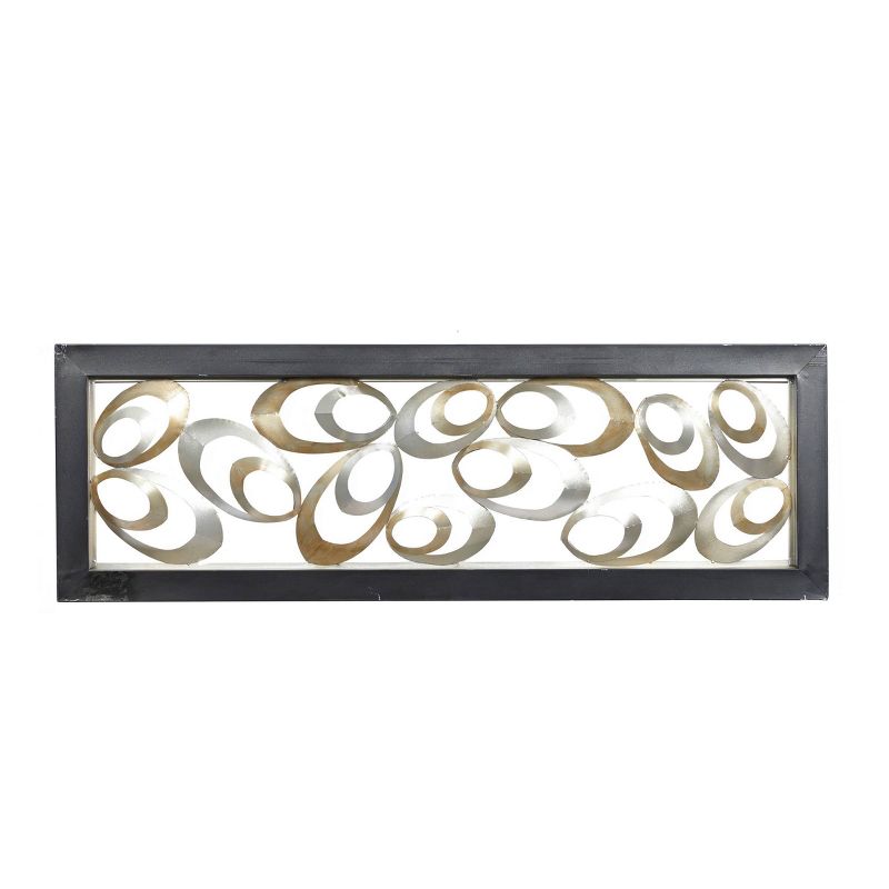 Metal Abstract Scallop Ribbon Wall Decor with Black Frame Gold - Olivia &#38; May, 1 of 7