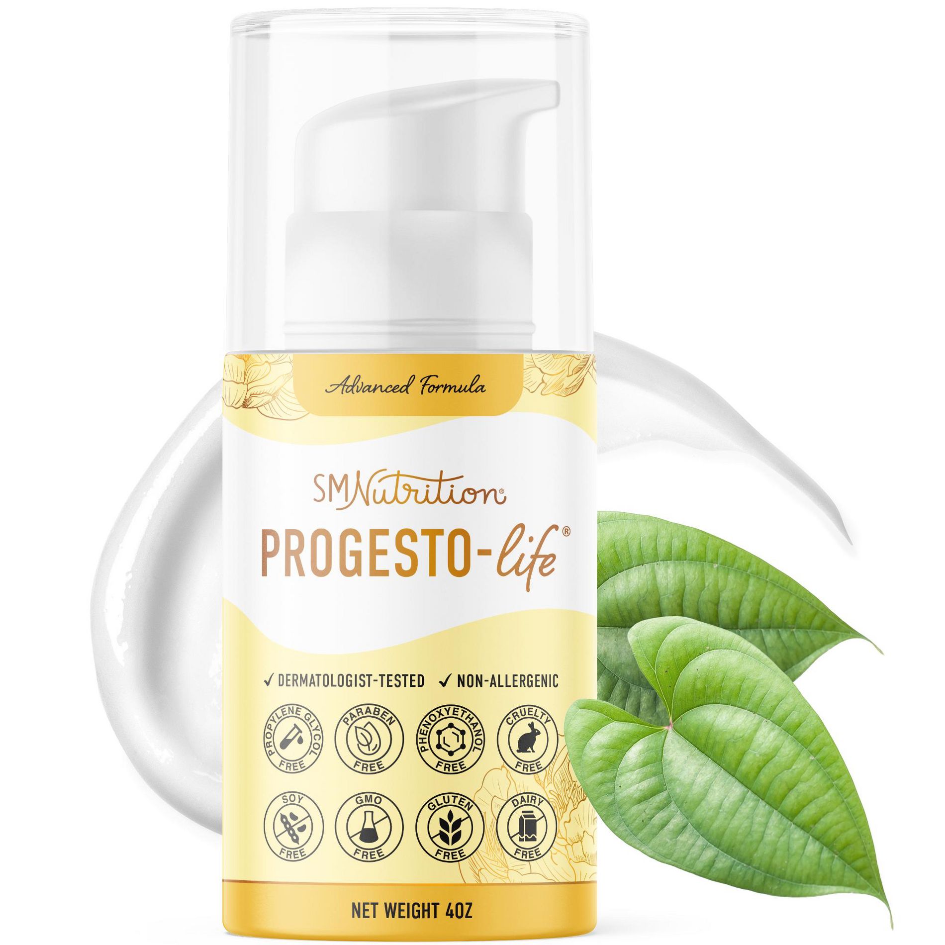Advanced Progesto-Life Balancing Skin Cream for Women, 2000mg of Progesterone, Dermatologist-Tested, Hypoallergenic, SMNutrition, 96 Applications