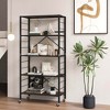 Costway 2 PCS 5-Tier Folding Shelf Free DIY Design Shelving Unit with 4 Universal Wheels Black/Natural - 2 of 4