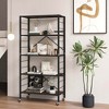 Costway 2 PCS 5-Tier Folding Shelf Free DIY Design Shelving Unit with 4 Universal Wheels Black/Natural - image 2 of 4