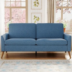 Dyonery 60" Loveseat Sofa, Comfy Mid Century Modern Couches for Living Room, Tool-Free Setup Small Couches, for Bedroom Office, Corduroy - Beige - 1 of 4