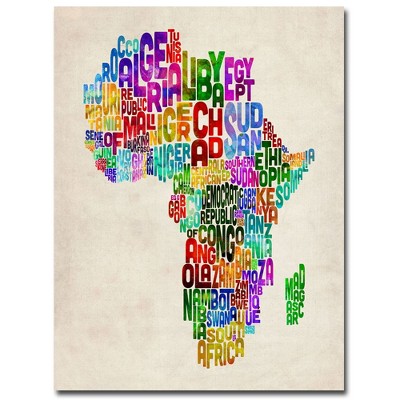 Trademark Fine Art -Michael Tompsett 'Africa Text Map' Canvas Art