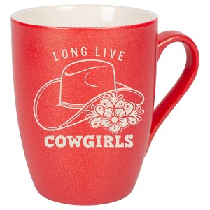 100 North Floral Western Hat 10 Ounce Crimson Red Metallic Finish, Comfortably Fits Your Hands, New Bone China Coffee Tea Cup Mug, Long Live Cowgirls - 1 of 1