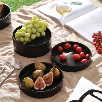 Black Ceramic Minimalist Pasta and Salad Bowl Set