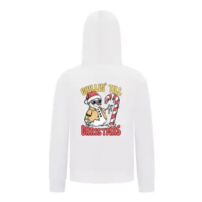 Everyday Kids Christmas Collection Chillin’ Till Christmas Boys Zip Up Hoodie – Holiday Sweatshirt - White