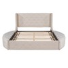 Queen Size Upholstered Storage Platform Bed with Wingback Headboard, 1 Big Drawer and 2 Side Storage Stool-ModernLuxe - 4 of 4