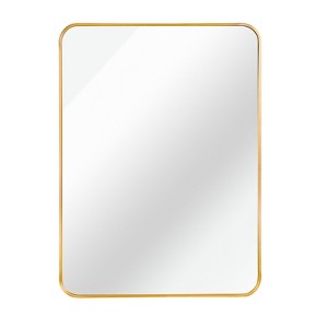 FONTOI Gold Metal Rectangular Bathroom Wall Mirror, Elegant Vanity Mirror for Contemporary Home Decor Bathroom and Living Spaces, Gold, 36"*24"*1.1" - 1 of 4