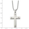 Black Bow Jewelry Men's Stainless Steel Brushed & Polished Riveted Cross Necklace, 22 In - 3 of 4
