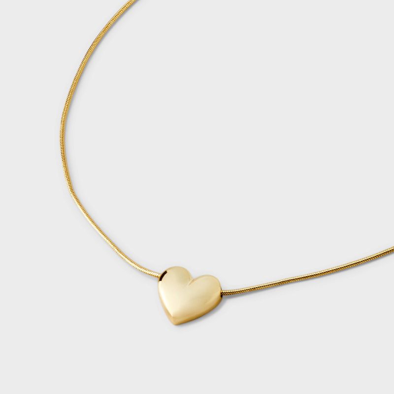 14k Gold Dipped Heart Slider on Snake Chain 1pc Necklace - A New Day&#8482; Gold, 5 of 6