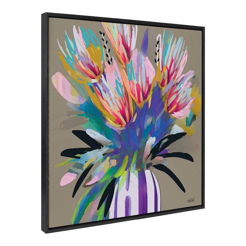 Kate &#38; Laurel All Things Decor 30&#34;x30&#34; Sylvie Bright Flowers Framed Canvas Wall Art by Inkheart Designs Black Colorful Painted Floral, 5 of 7