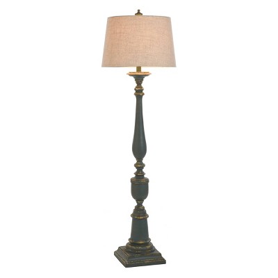 Avignon Blue and White 64" 3-Way Floor Lamp with Fabric Shade