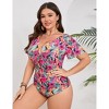 Clearlove Women Plus Size One Piece Swimsuits Tummy Control Bathing Suits V Neck Cutout Swimwear - 2 of 4