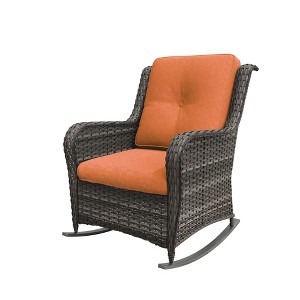 UPTIOT Patio Wicker Rocking Chair with Cushions - 1 of 4