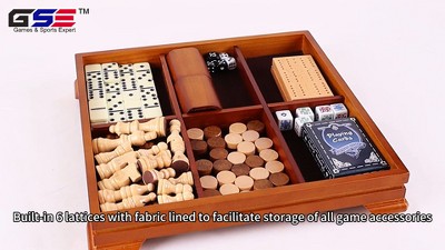 Deluxe Wooden 7-in-1 Board Game Set with Storage