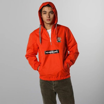 Members Only Nickelodeon Print Lightweight Windbreaker Jacket for Men with Hood & Half Zip
