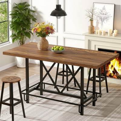 MAYEERTY 62.99" Bar Table, Farmhouse Pub Bar Counter Height Table(without Footrest)