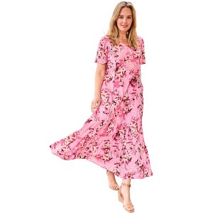 Woman Within Short-Sleeve Crinkle Dress - 1 of 4