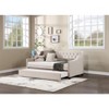 Daybed with Trundle Polyester Tufted Sofa Bed, with Button and Copper Nail on Arms full Size Beige - 3 of 4