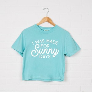 Simply Sage Market Women's I Was Made For Sunny Days Cursive Short Sleeve Relaxed Fit Cropped Graphic Tee - 1 of 3