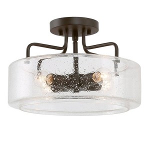 LNC Lyra 4-Lights 12-in Rustic Bronze and Seeded Glass Traitional LED Semi-flush Mount Lights - 1 of 4