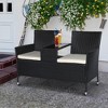 Outsunny Patio Wicker Conversation Furniture Set, Outdoor Garden Rattan 2-Seater Chair, Modern Loveseat w/ Cushions & Tempered Glass Top Coffee Table - 3 of 4