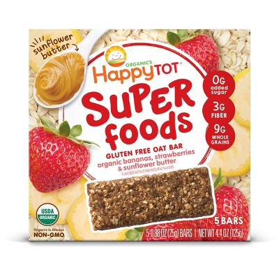 Image of HappyTot Super Foods Oat Bar Banana Strawberry & Sunflower Butter - 5ct/4.4oz