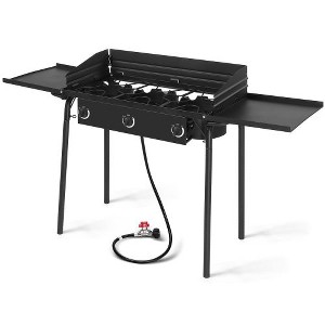 Karl Home 3 Burner High Pressure Propane Outdoor Stove with Removable Side Shelves and Windscreen - 1 of 4