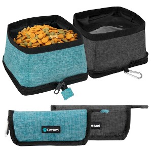 PetAmi Collapsible Dog Bowls 2 Pack, Food and Water Travel Set, Portable Pet Dish No Spill, Foldable Lightweight BPA Free Leakproof - 1 of 4