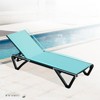 VisioGear 2pcs Outdoor Lounge Chair, Patio Chaise Lounge with 5 Position Adjustable Backrest & Wheels, Lake Blue, 64.41"*53.38"*34.25" - 4 of 4
