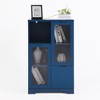 Modern Storage Cabinet With 2 Glass Doors & 2 Storage Spaces, Freestanding Floor Cabinet With Adjustable Shelves For Living Room Bathroom Kitchen - 2 of 4