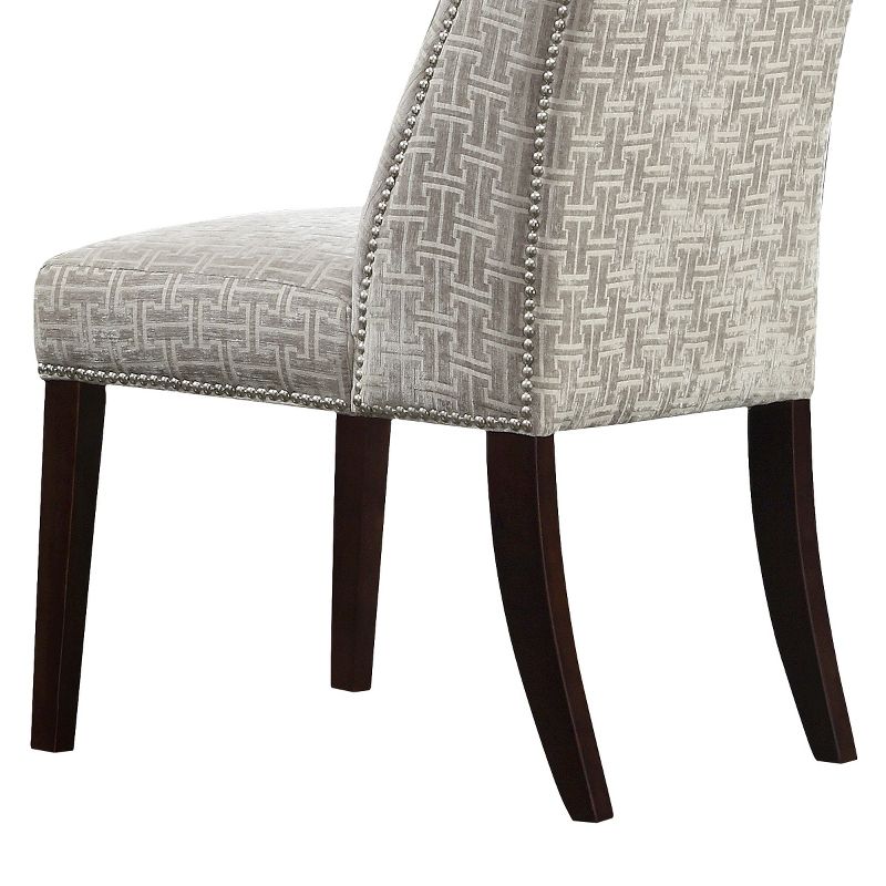 Set of 2 Harlow Wingback Dining Chair with Nailheads Wood Velvety Fret Link - Inspire Q, 4 of 7