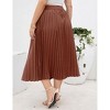 BLUEMING Womens Plus Size Pleated Skirts Floral High Rise Elastic Waist Swing Flar Maxi Skirt - 3 of 4