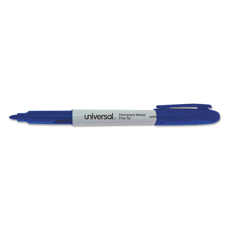 Universal Pen-Style Permanent Marker Bullet/Fine Blue 1 dozen 07073, 3 of 10