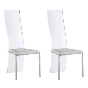 Chintaly Imports,Contemporary Acrylic High-Back Upholstered Side Chair - Set of 2 - 1 of 4