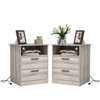 CIPACHO Grey 2 Drawer Modern Nightstand Large Storage With USB C And AC Outlets For Easy Charging - 2 of 4