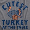 Youth Cutest Turkey At The Table T Shirt Funny Cute Thanksgiving Dinner Joke Tee For Kids - Crazy Dog Youth T Shirt - 2 of 4
