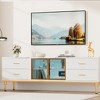 Whizmax 65 Inch TV Stand with LED Lights, Modern Entertainment Center with 4 Drawers & Shelves & Glass Doors, TV Console Table for 55/65/75 Inch TV - 2 of 4